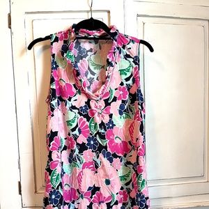 CROWN AMD IVY SLEEVELESS RUFFLED COLLAR DRESS